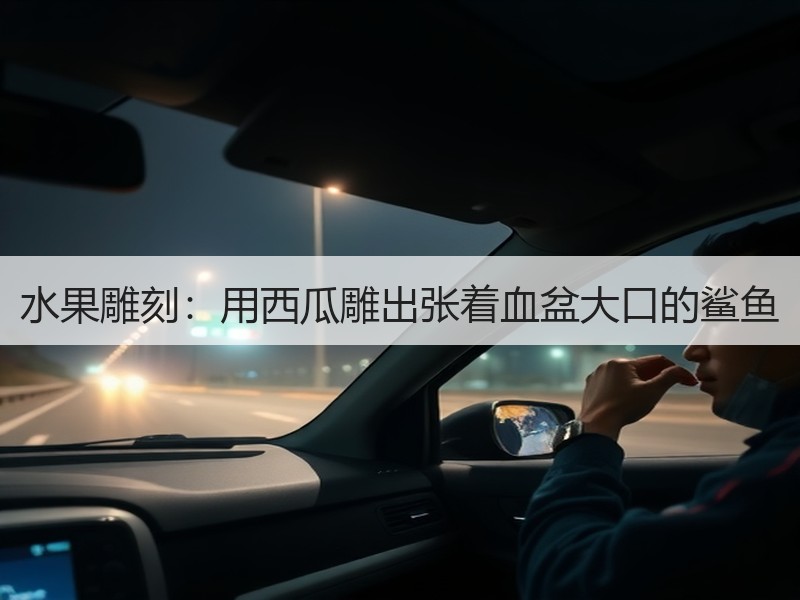 水果雕刻：用西瓜雕出张着血盆大口的鲨鱼
